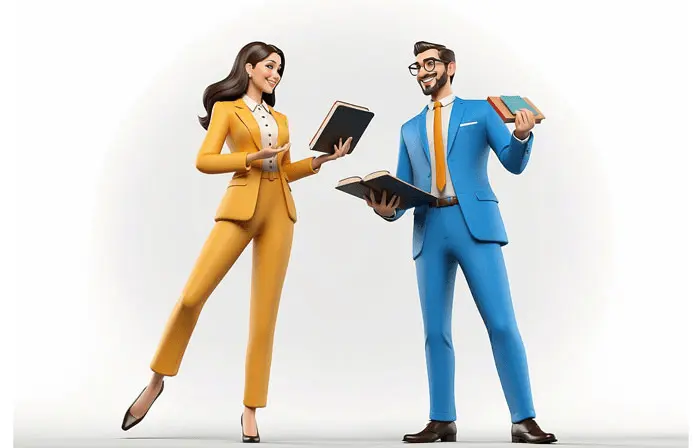 Man and Woman in Business Discussion 3D Design Illustration